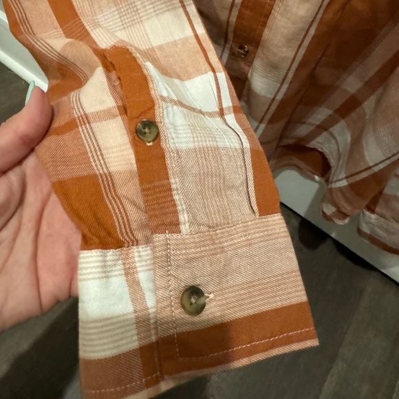 SO Orange Pumpkin Color Plaid Flannel Size L Longsleeve Button Up Shirt - Picture 8 of 14